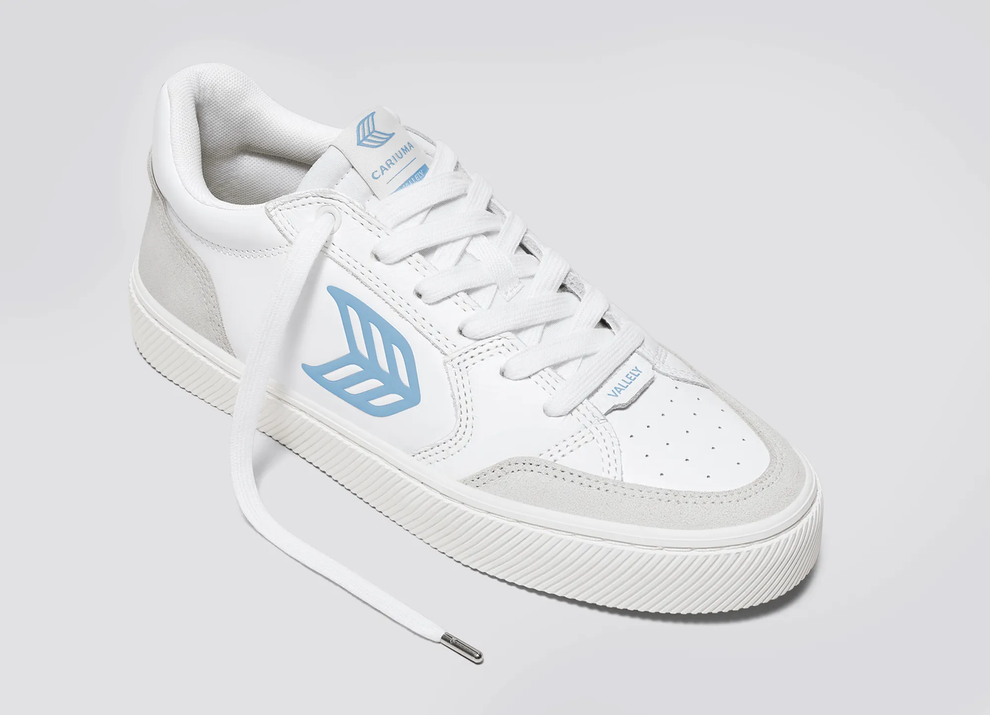 VALLELY White Leather Vintage White Suede Argentina Blue Logo Sneaker Men