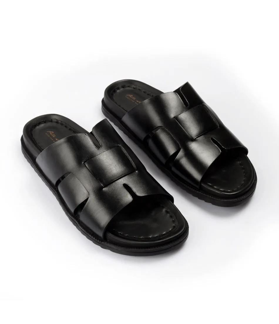 Verona Leather Slippers - Black