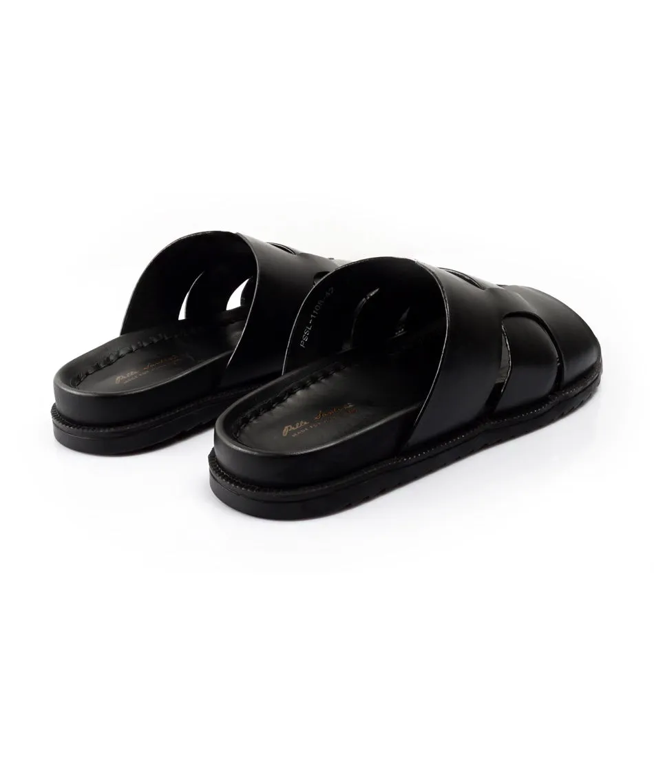 Verona Leather Slippers - Black
