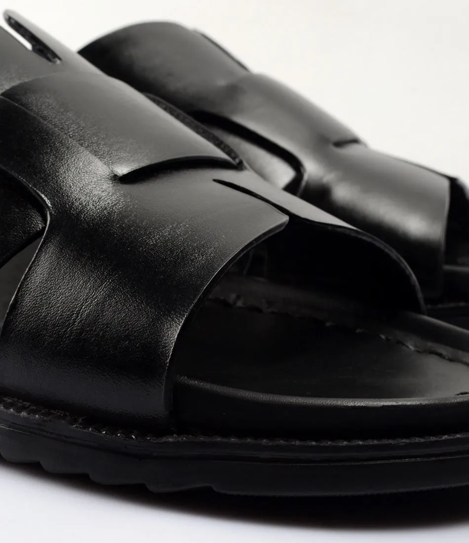 Verona Leather Slippers - Black