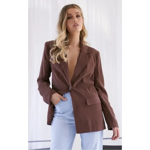 WE WORE WHAT Relaxed Brown Blazer Size Medium