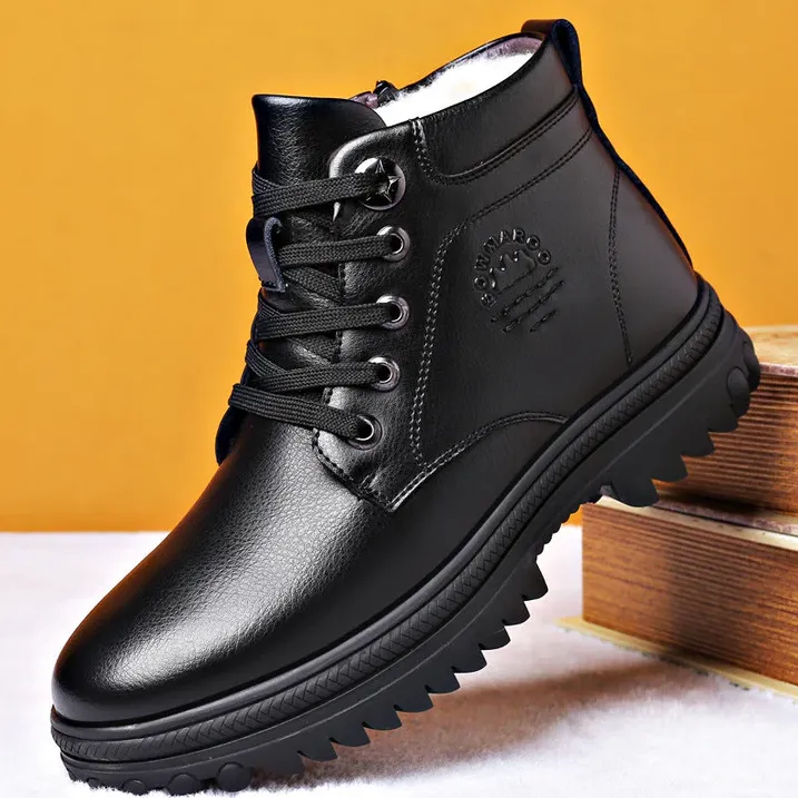 Winter boots - warm, waterproof leather men's boots