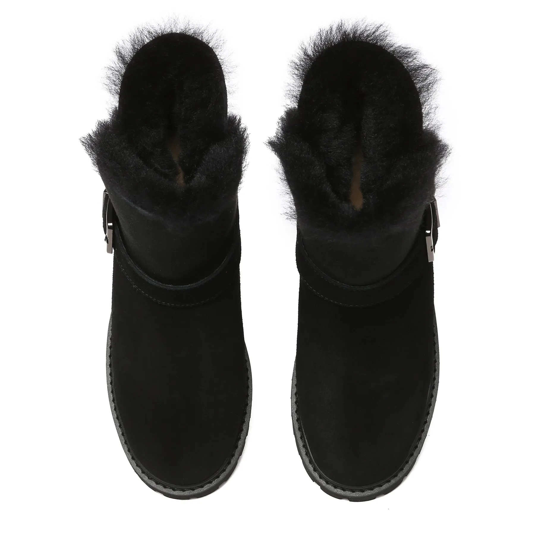 Women Buckle Mini Boots