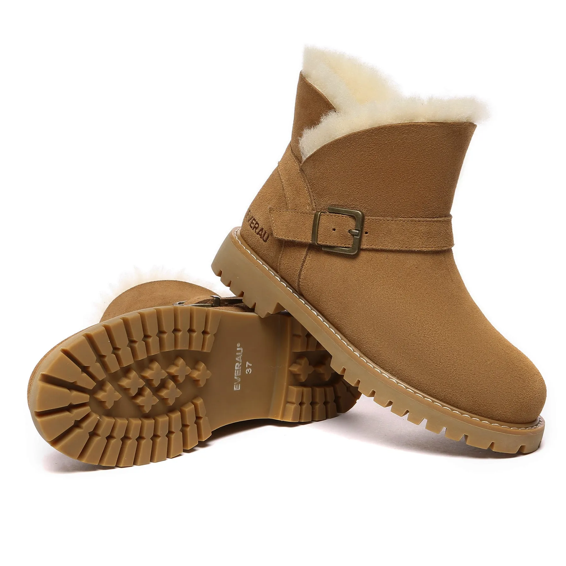 Women Buckle Mini Boots