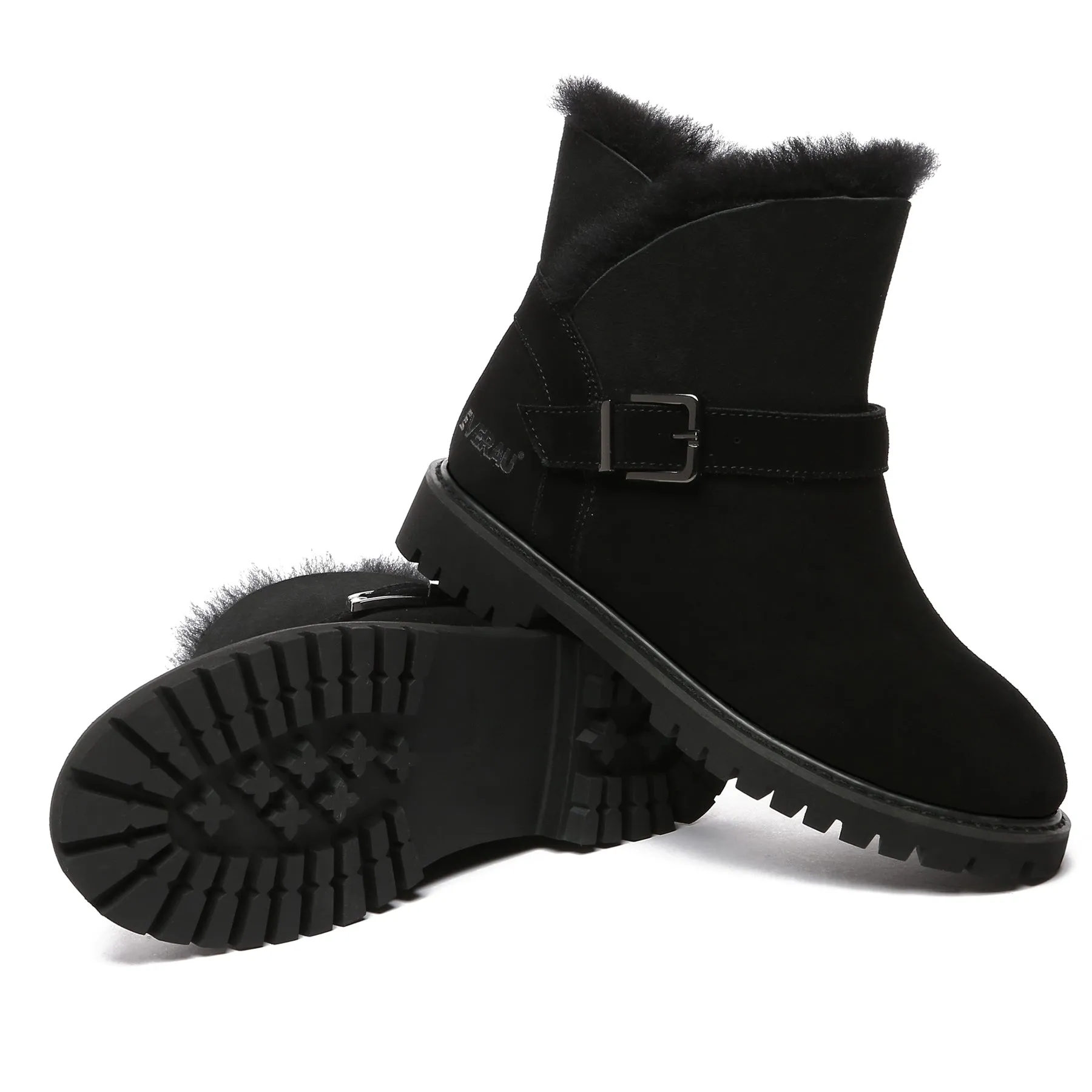 Women Buckle Mini Boots