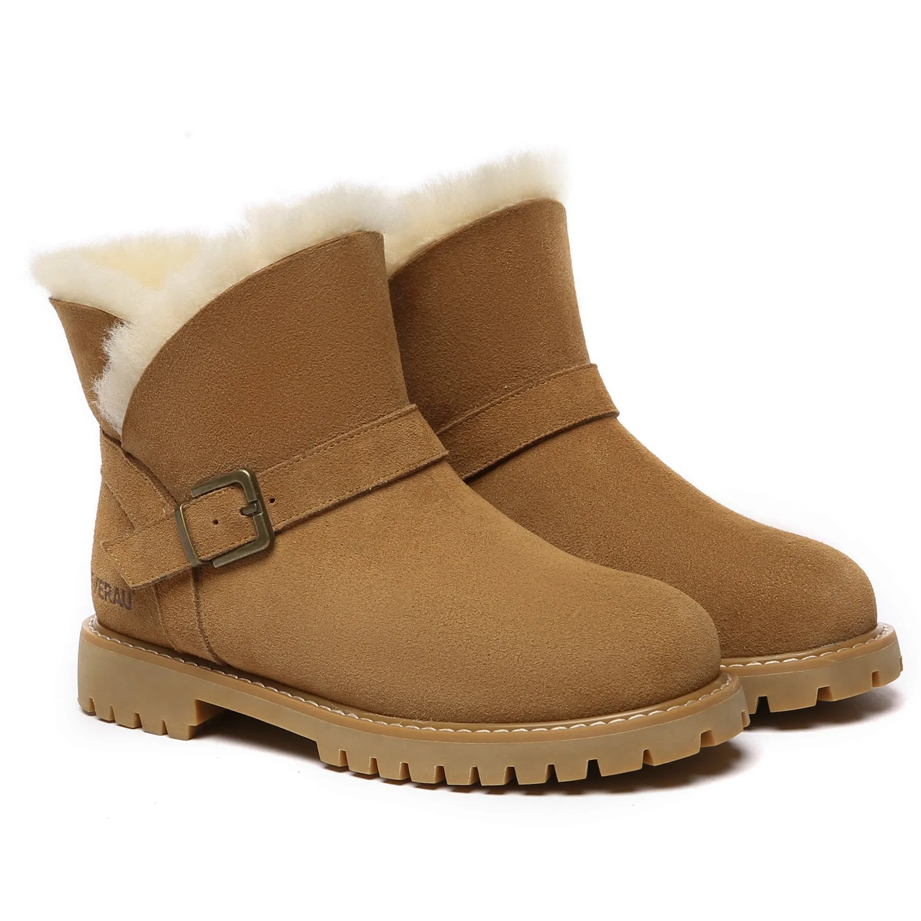 Women Buckle Mini Boots