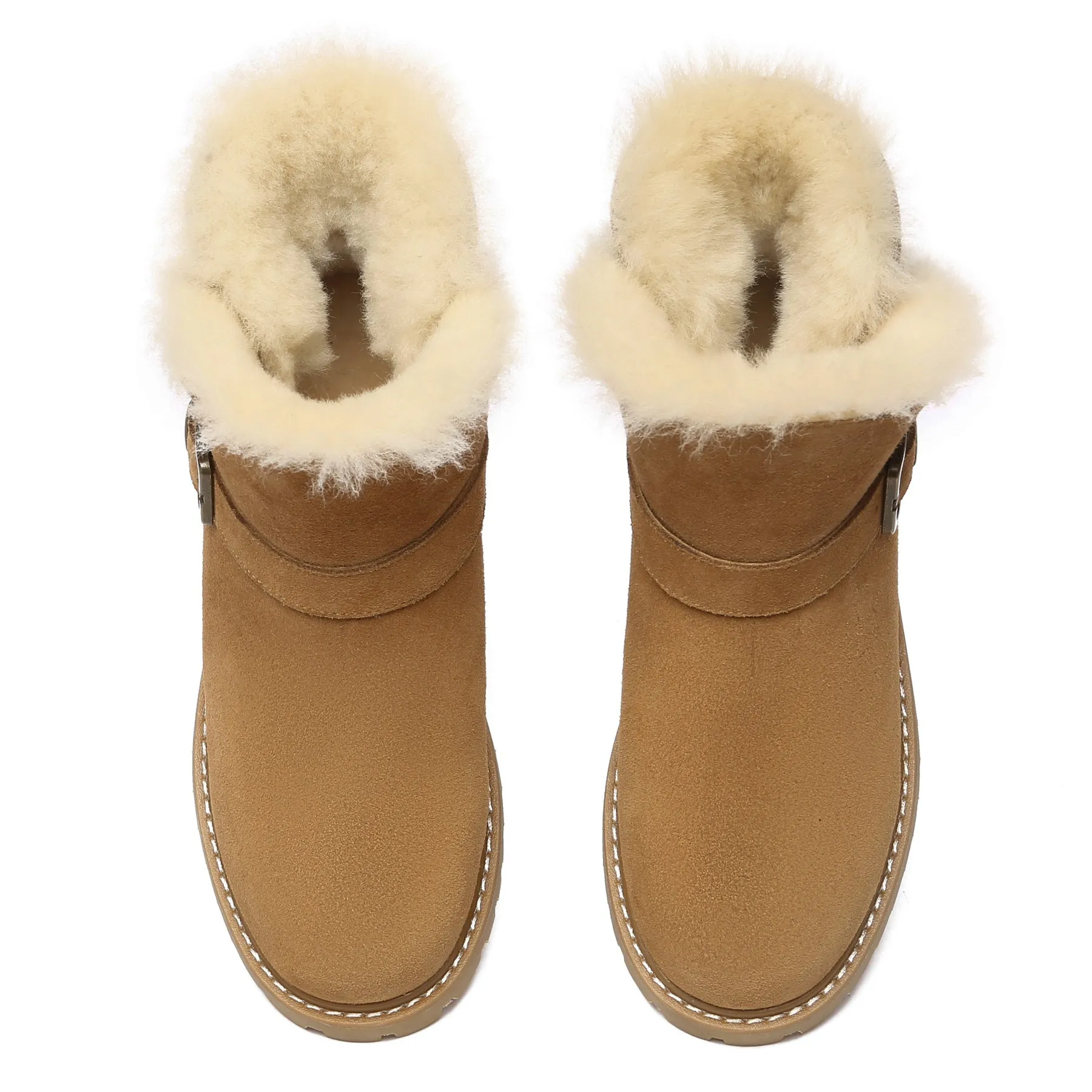 Women Buckle Mini Boots