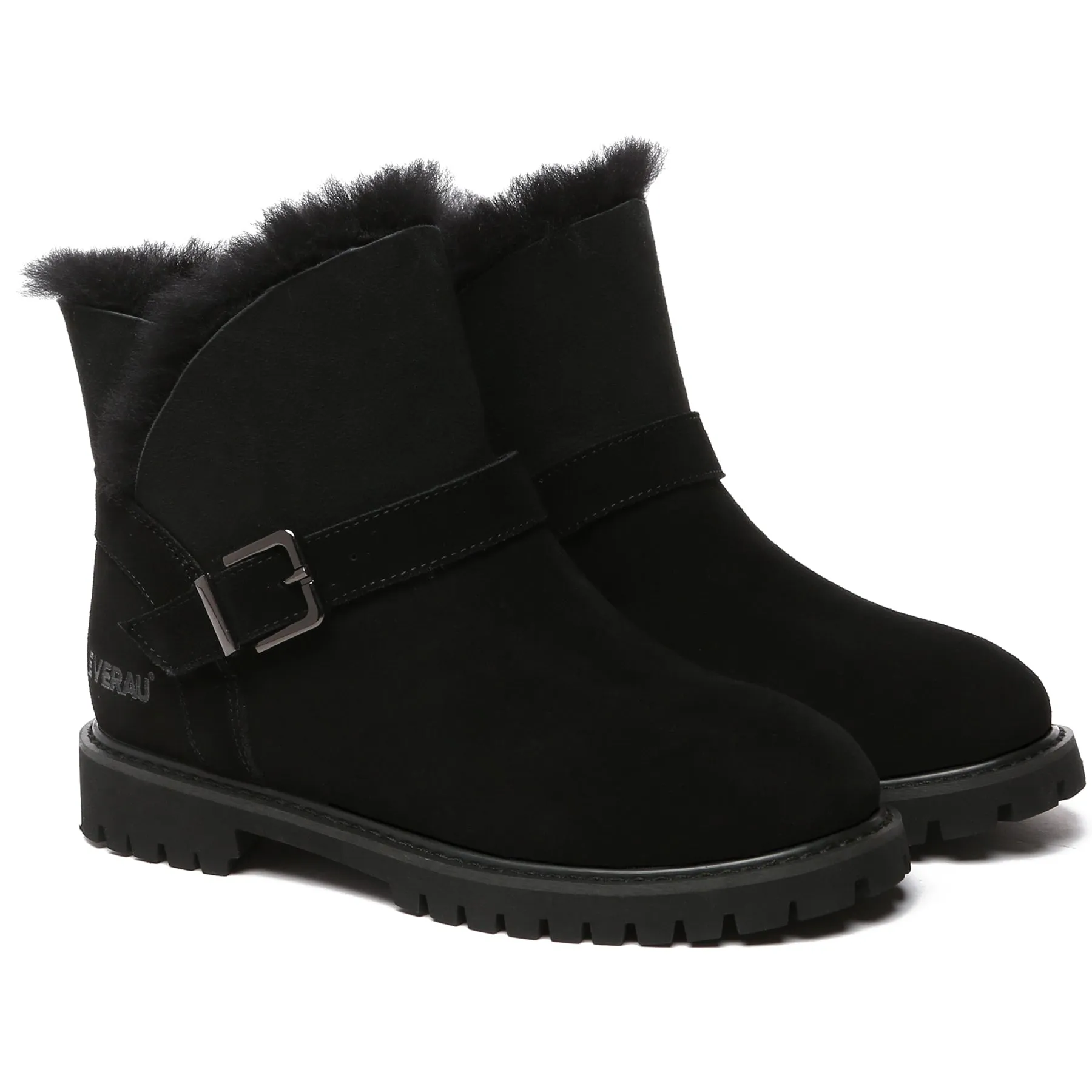 Women Buckle Mini Boots