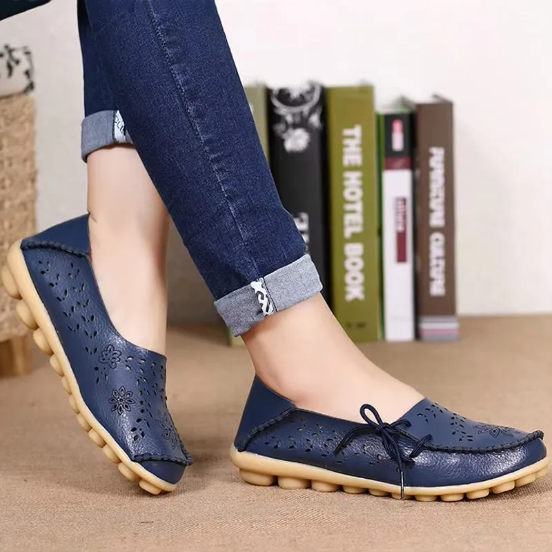 Women Casual Shoes Breathable Leather Loafers