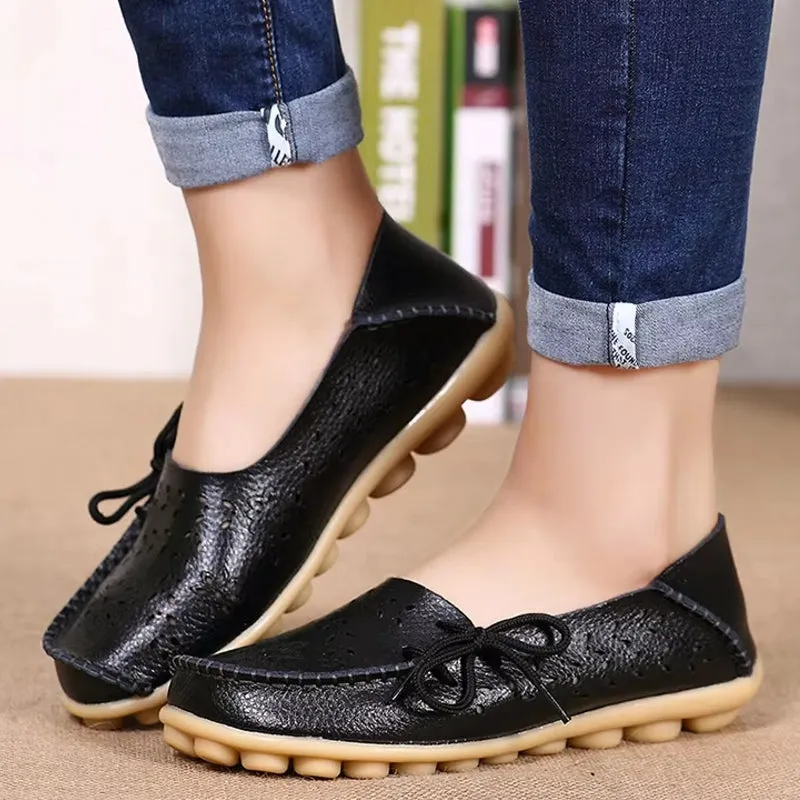 Women Casual Shoes Breathable Leather Loafers
