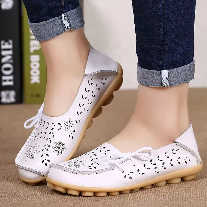 Women Casual Shoes Breathable Leather Loafers
