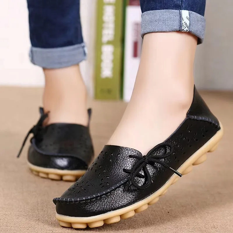 Women Casual Shoes Breathable Leather Loafers