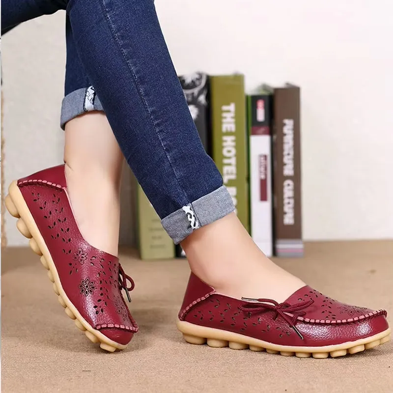 Women Casual Shoes Breathable Leather Loafers