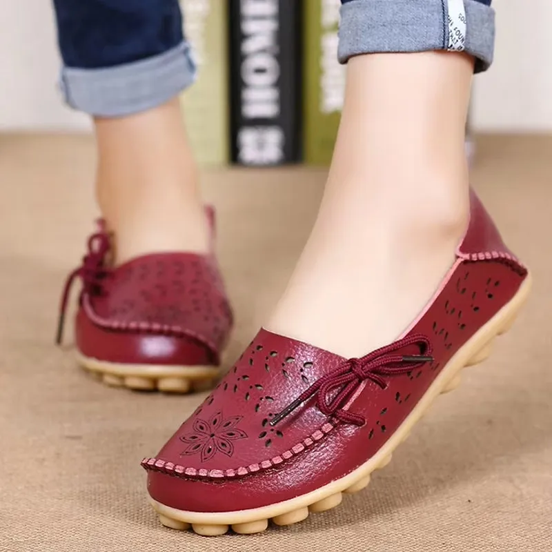 Women Casual Shoes Breathable Leather Loafers