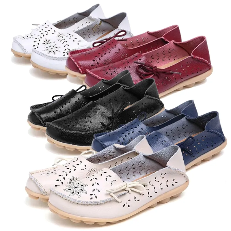 Women Casual Shoes Breathable Leather Loafers