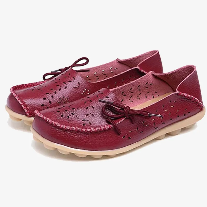 Women Casual Shoes Breathable Leather Loafers
