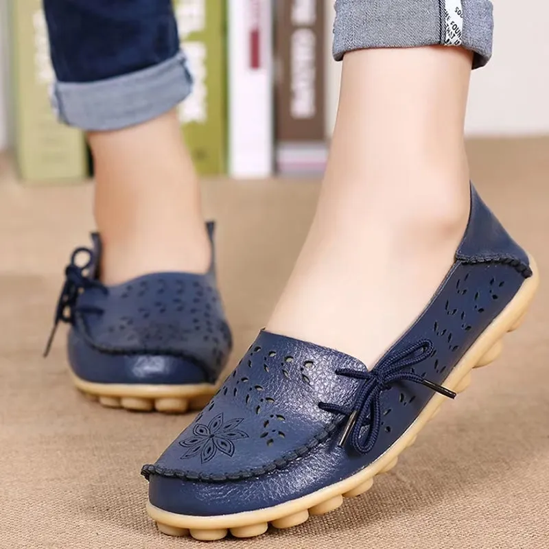 Women Casual Shoes Breathable Leather Loafers
