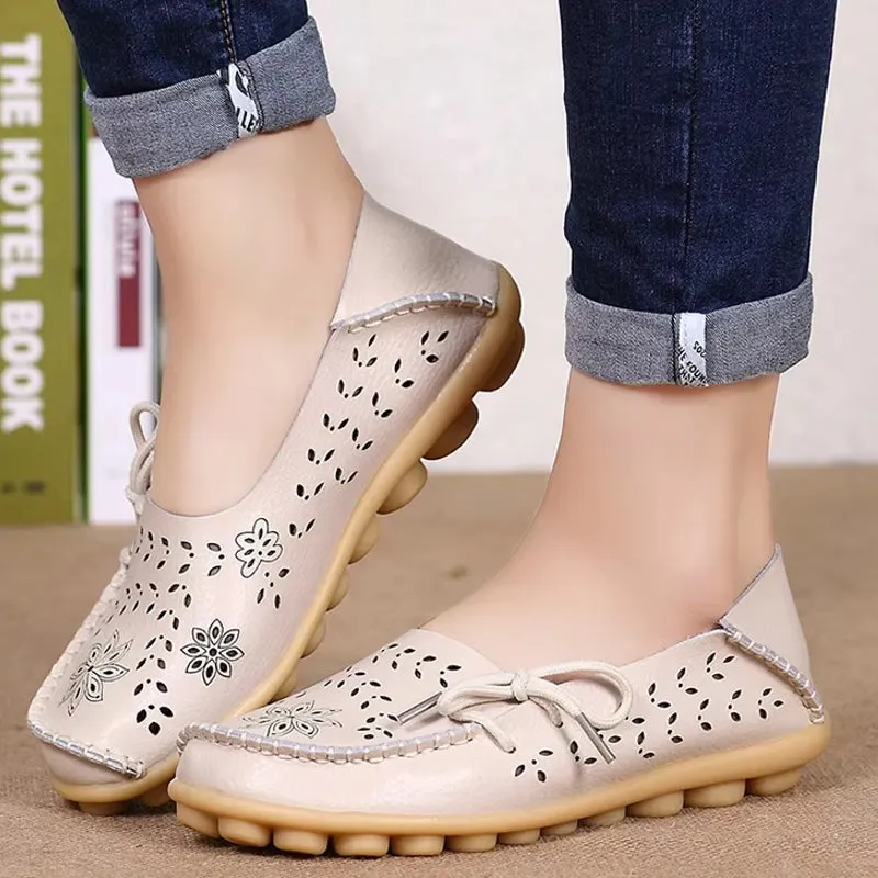 Women Casual Shoes Breathable Leather Loafers