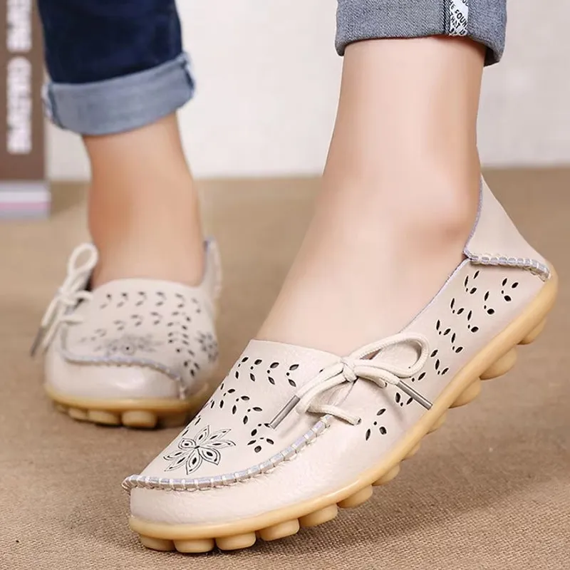 Women Casual Shoes Breathable Leather Loafers
