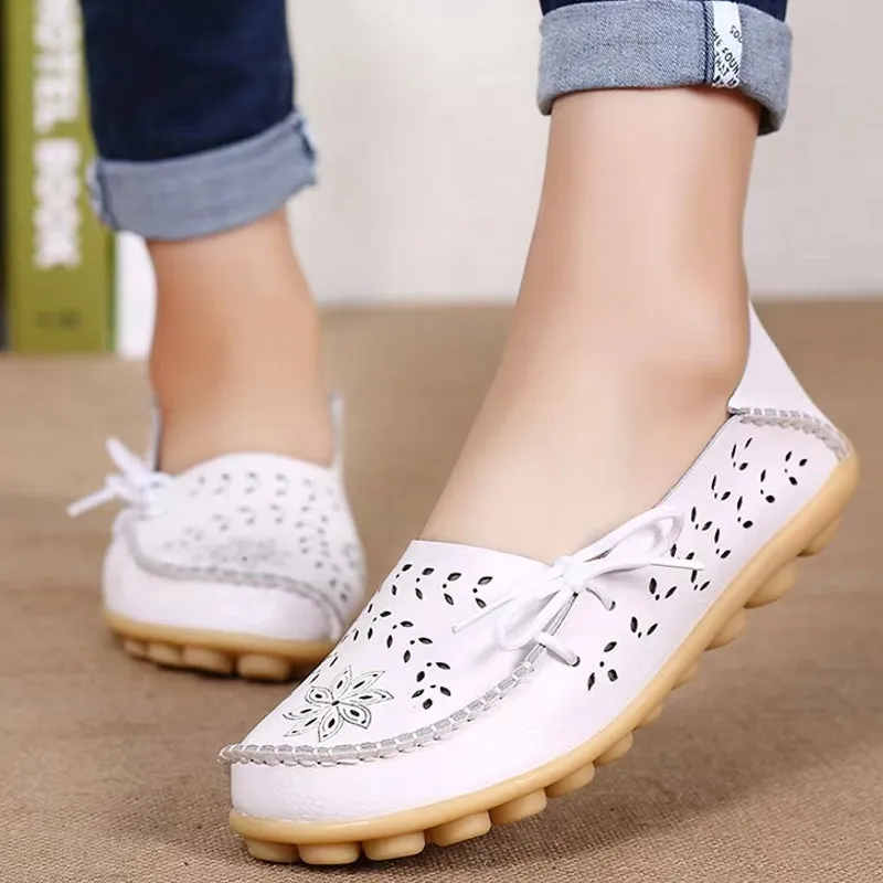 Women Casual Shoes Breathable Leather Loafers