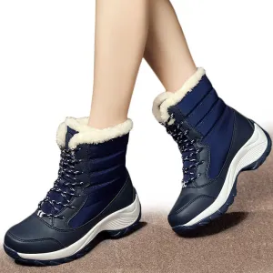 Women Keep Warm Winter Warm Fur  Plush Round Toe Ankle Platform Booties
