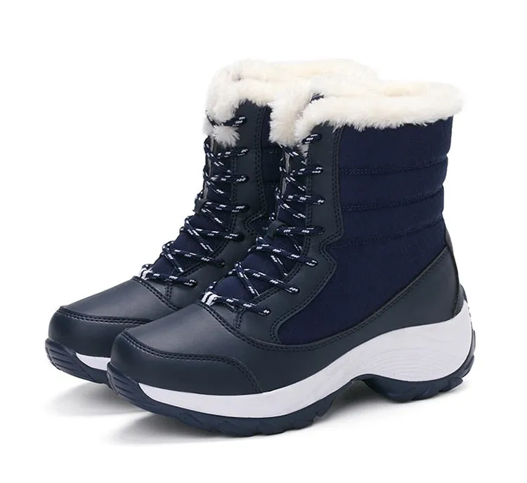 Women Keep Warm Winter Warm Fur  Plush Round Toe Ankle Platform Booties