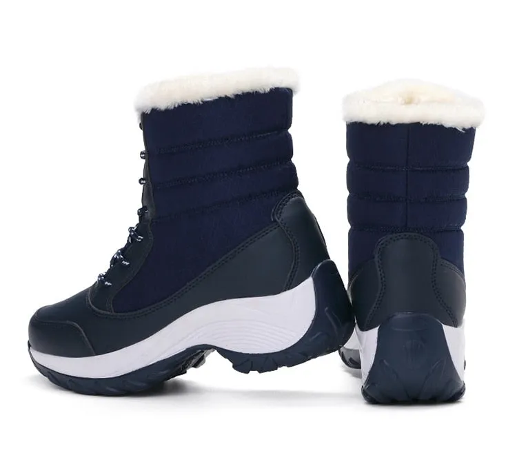 Women Keep Warm Winter Warm Fur  Plush Round Toe Ankle Platform Booties