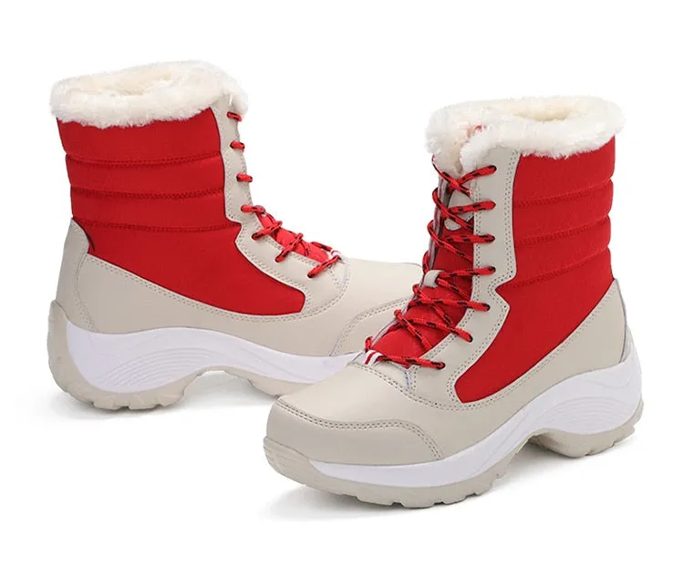 Women Keep Warm Winter Warm Fur  Plush Round Toe Ankle Platform Booties