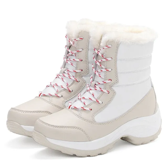 Women Keep Warm Winter Warm Fur  Plush Round Toe Ankle Platform Booties