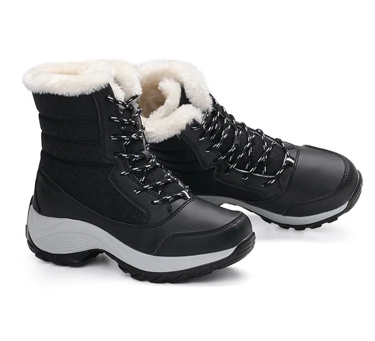 Women Keep Warm Winter Warm Fur  Plush Round Toe Ankle Platform Booties