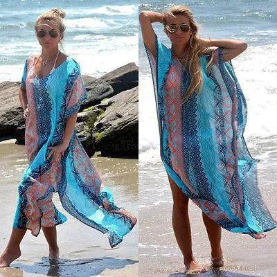 Women Swimwear Kaftan Beach Dress Bathing Suit Swimsuit Sundress