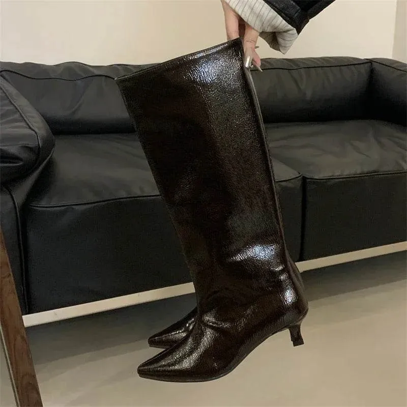 Women's Knee-High Boots - Thin Low Heels - LH8121