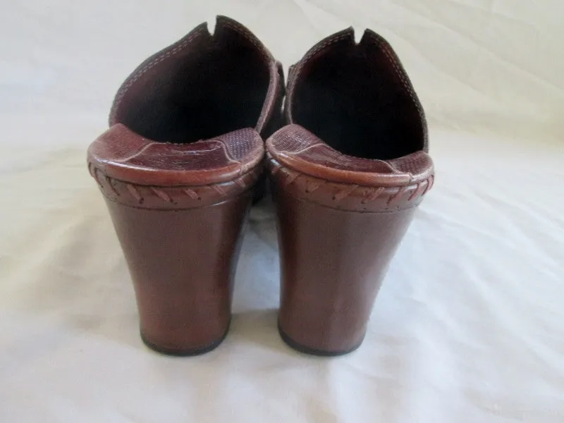 Womens NURTURE Leather Clog Shoe Slip-On Loafer Comfort 8.5 Mule BROWN Horsebit