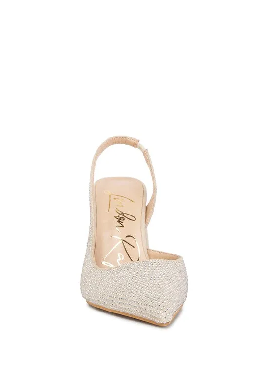 Women's Saranna Rhinestone Embellished Suede High Heel Sandals
