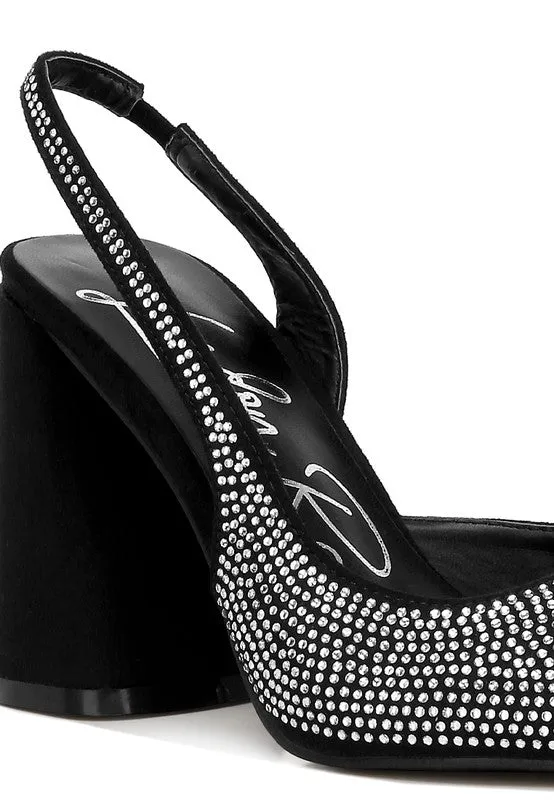 Women's Saranna Rhinestone Embellished Suede High Heel Sandals