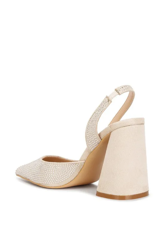 Women's Saranna Rhinestone Embellished Suede High Heel Sandals