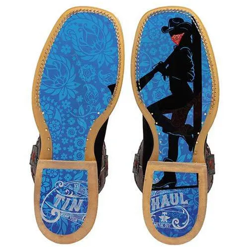 Women's Tin Haul Bandida Boots with Wild Rag Sole Handcrafted Black