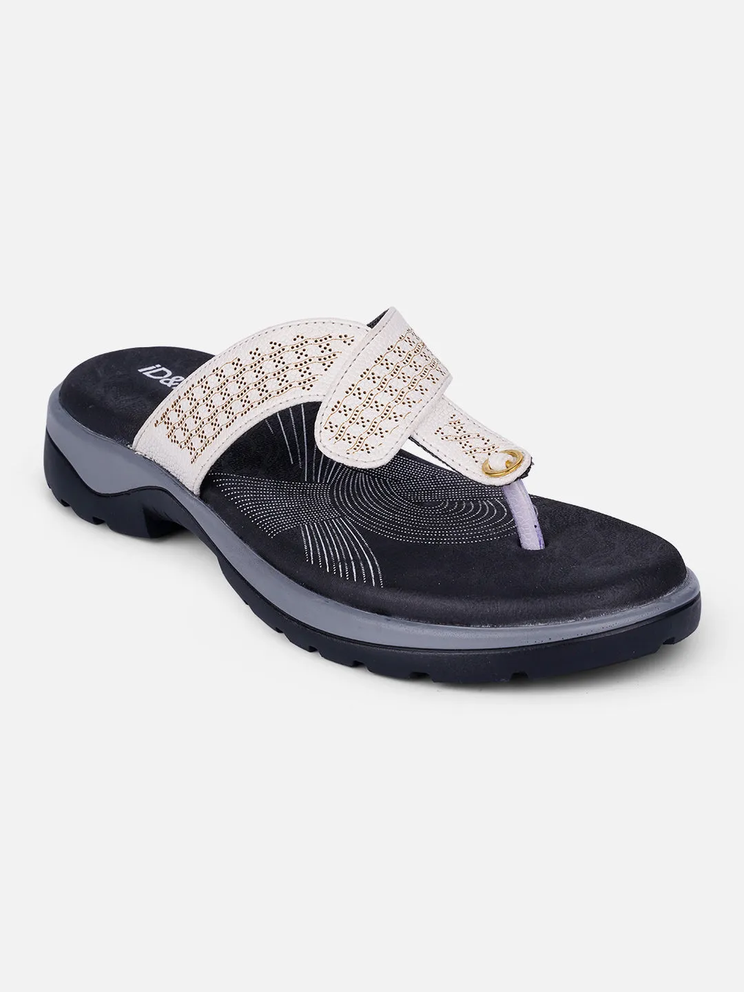 Women's White Thong Sandals (IU6007)