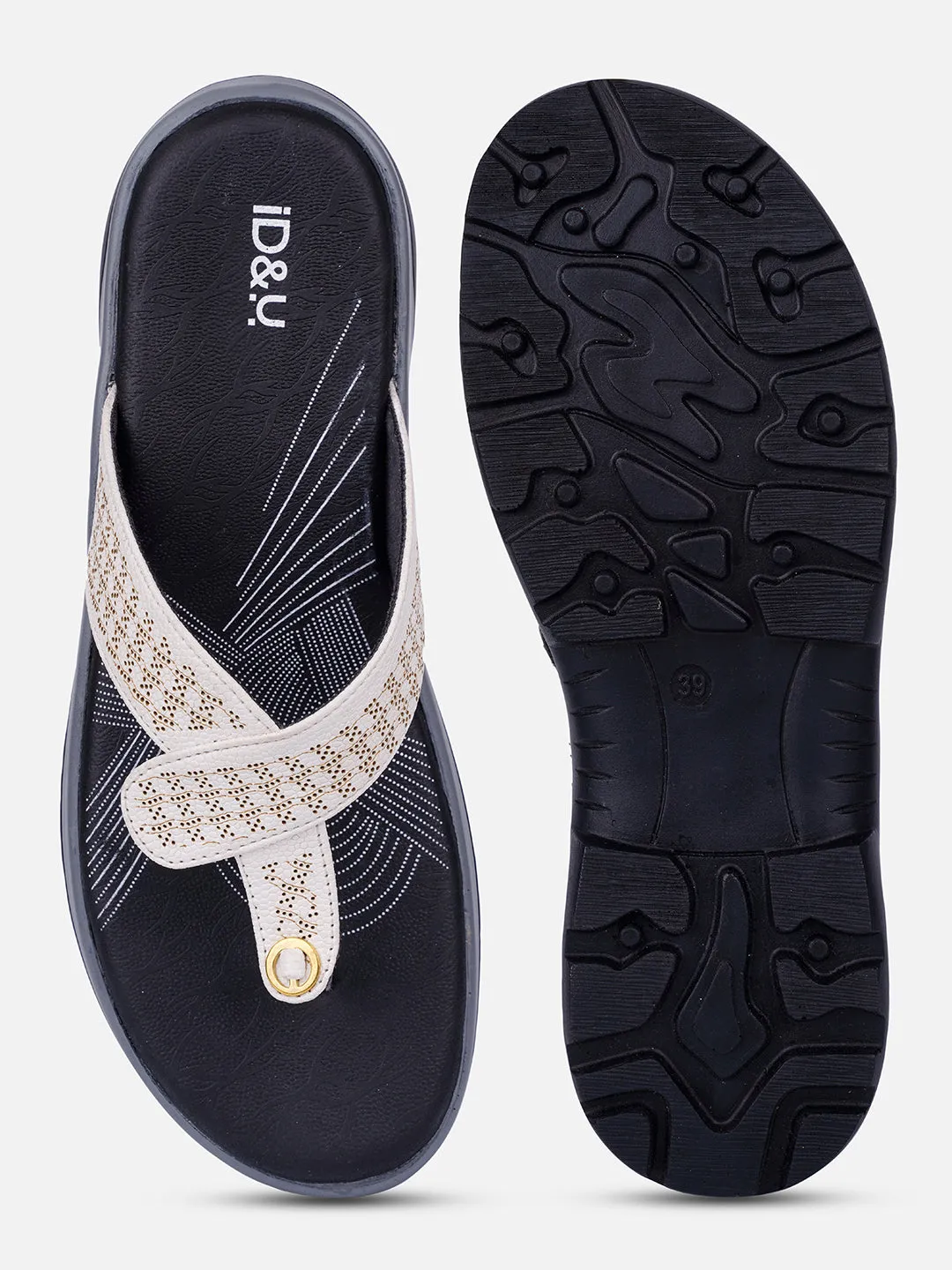 Women's White Thong Sandals (IU6007)