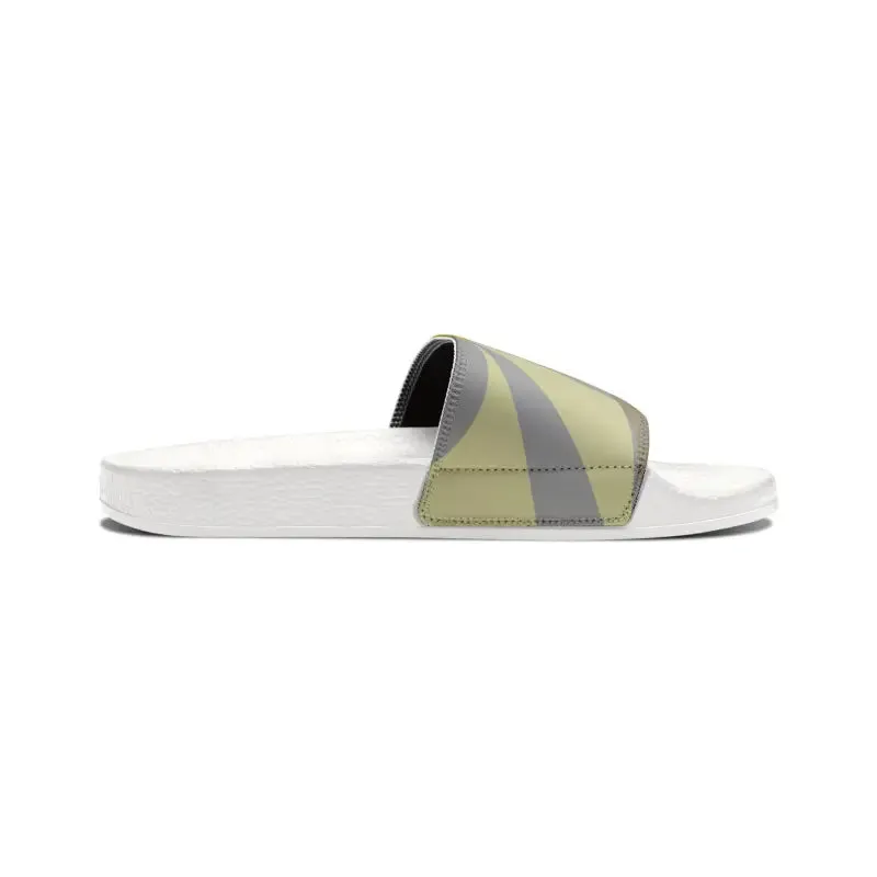 Yellow and Grey Abstract Slide Sandals