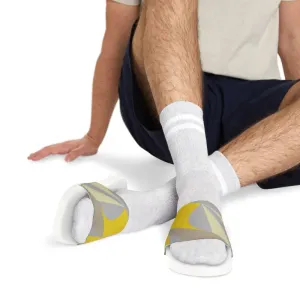 Yellow and Grey Abstract Slide Sandals