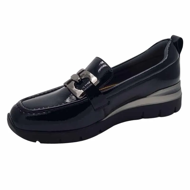 Zanni & Co Womens Patent Black Slip-On Loafer - Chilan-One